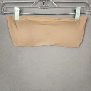 True & Co Bandeau Bra Womens Small Beige Strapless Seamless Stretch Pullover Top
